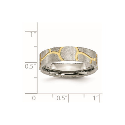 Stainless Steel Brushed Yellow Ip Plated 6mm Grooved Band