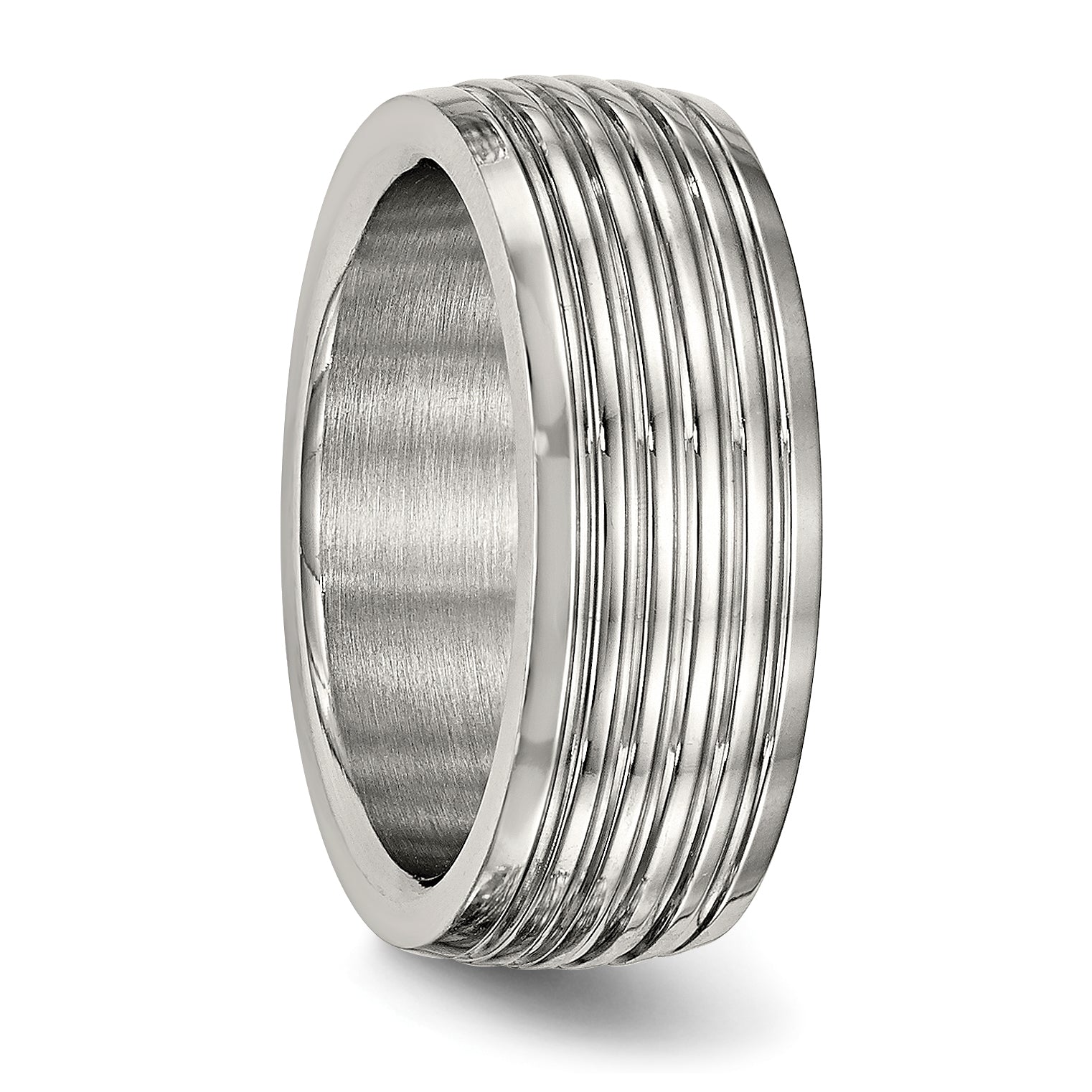 Stainless Steel Polished 8mm Grooved Band