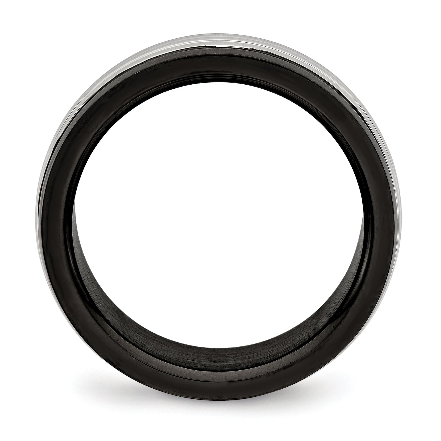 Stainless Steel Polished Black Ip Plated 8mm Grooved Band