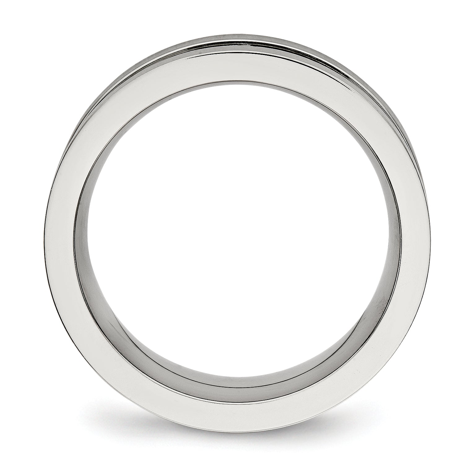 Stainless Steel Brushed And Polished Black Cz 8mm Band