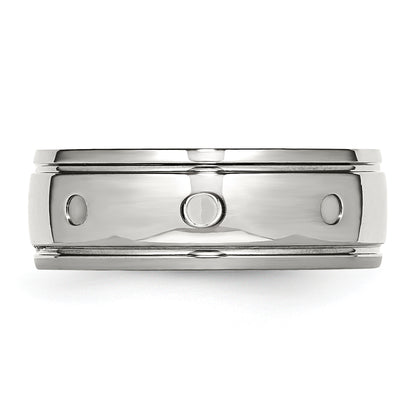 Stainless Steel Polished 8mm Grooved Band