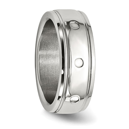 Stainless Steel Polished 8mm Grooved Band