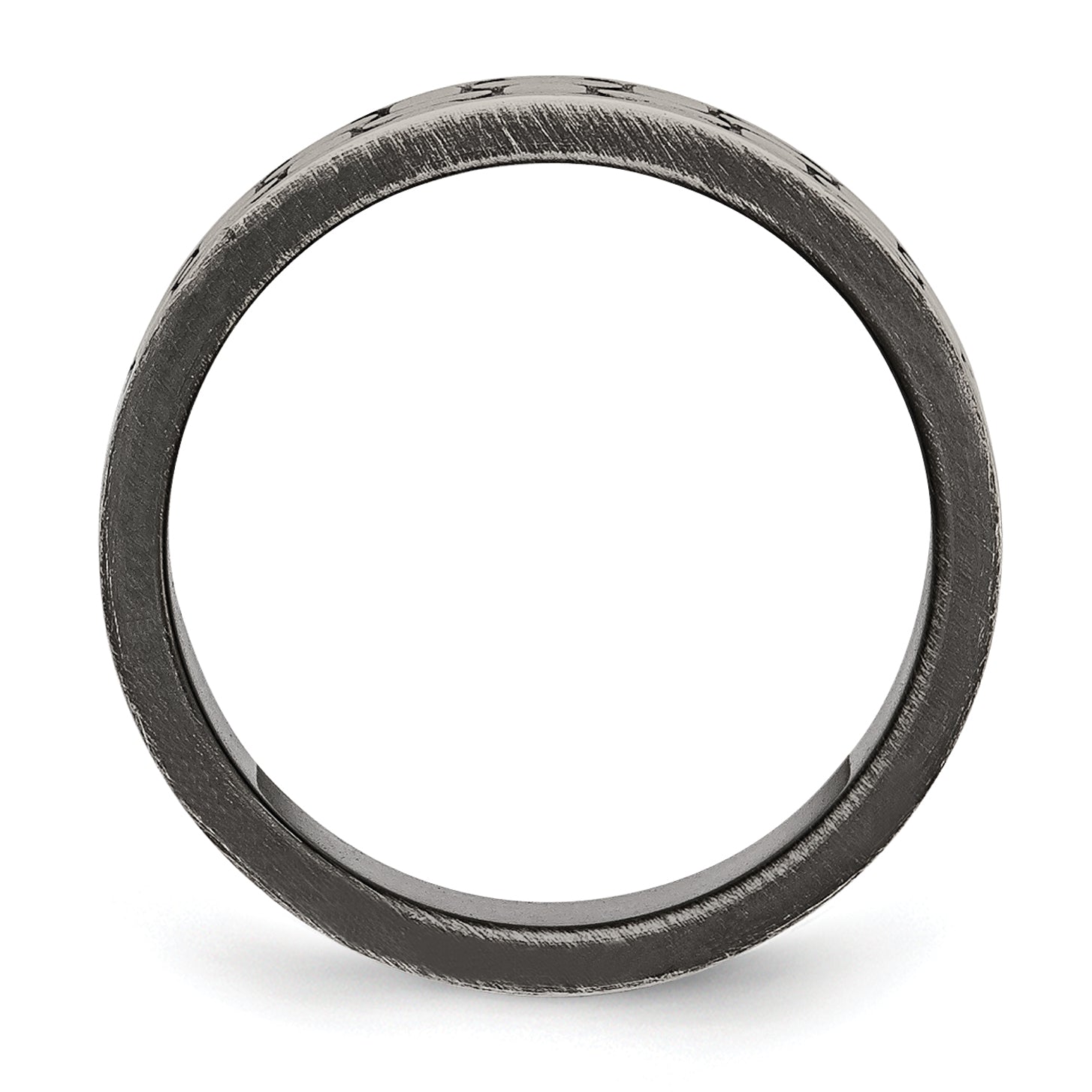 Stainless Steel Antiqued Brushed And Textured 7.75mm Flat Band