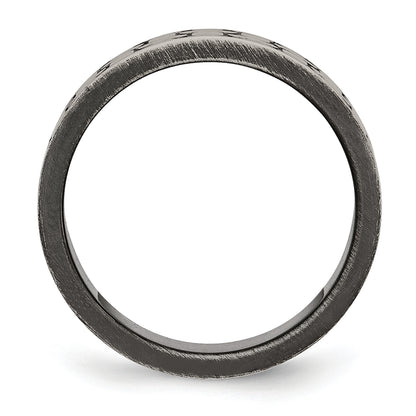 Stainless Steel Antiqued Brushed And Textured 7.75mm Flat Band