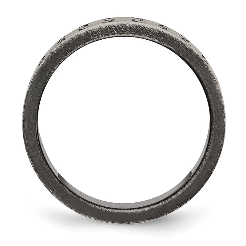 Stainless Steel Antiqued Brushed And Textured 7.75mm Flat Band