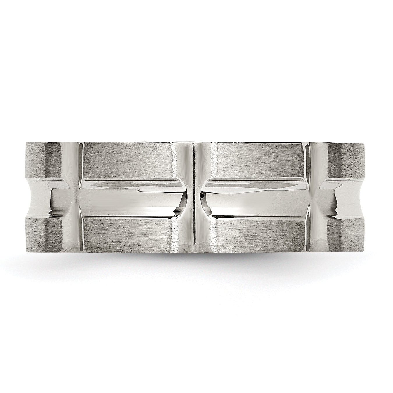 Stainless Steel Brushed And Polished 8mm Grooved Band