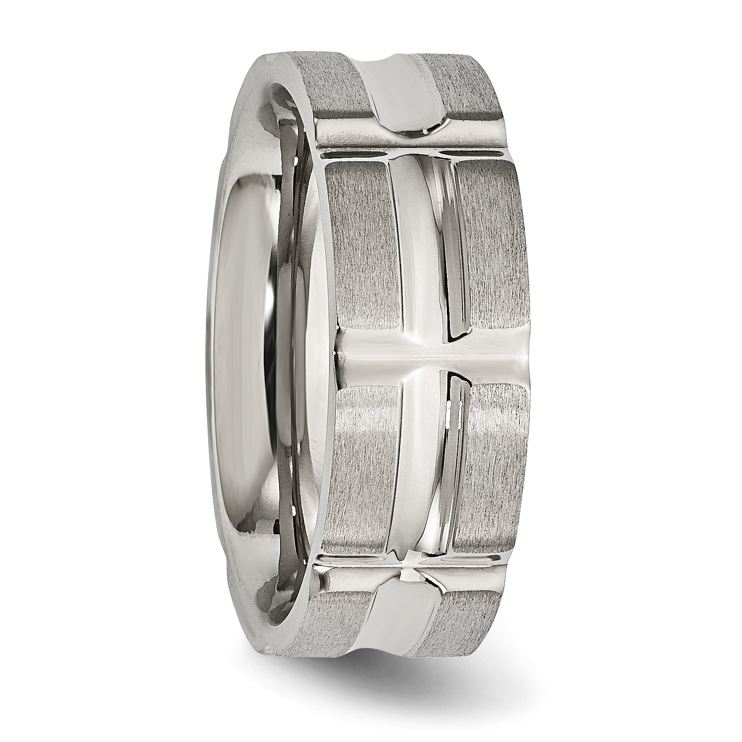 Stainless Steel Brushed And Polished 8mm Grooved Band