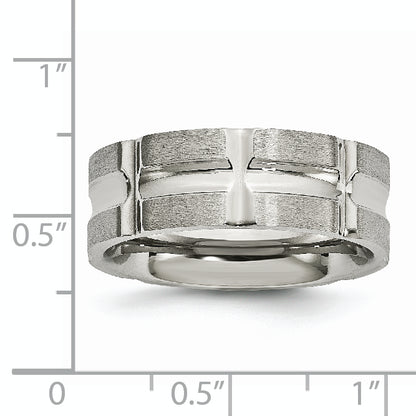 Stainless Steel Brushed And Polished 8mm Grooved Band