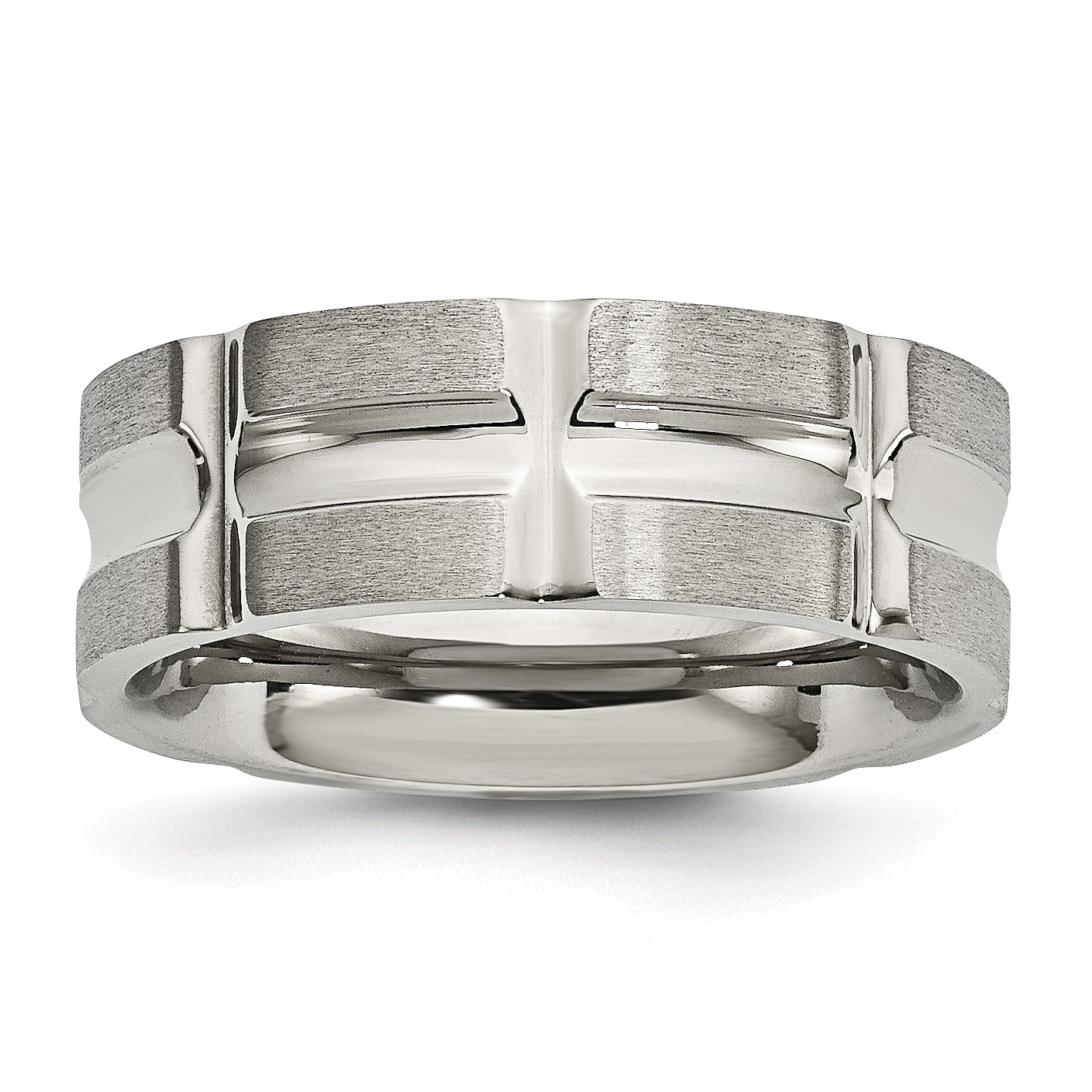 Stainless Steel Brushed And Polished 8mm Grooved Band