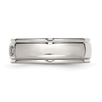 Stainless Steel Polished With Cz Ring