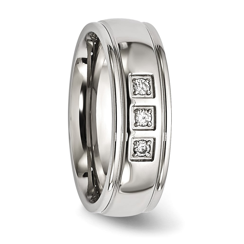 Stainless Steel Polished With Cz Ring