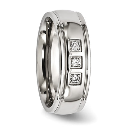 Stainless Steel Polished With Cz Ring