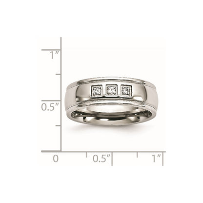 Stainless Steel Polished With Cz Ring