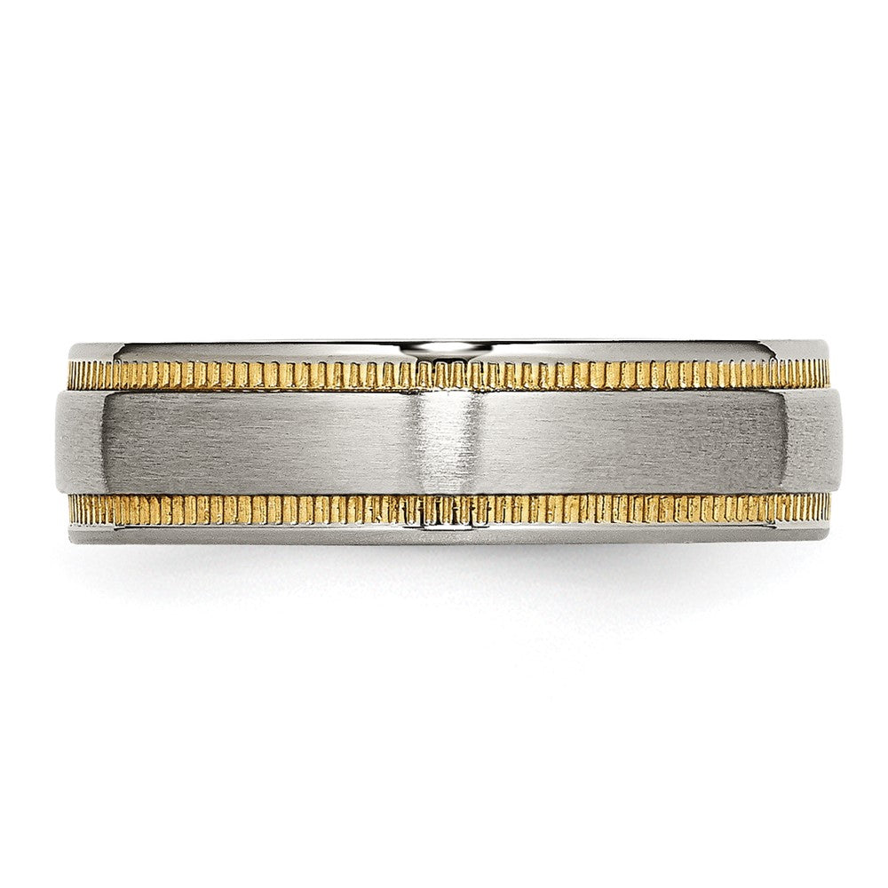 Stainless Steel Brushed And Polished Yellow Ip Plated Band