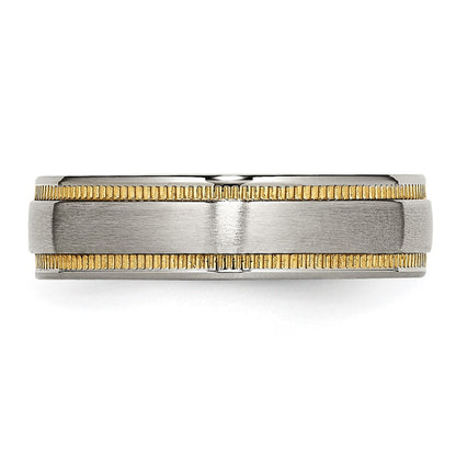 Stainless Steel Brushed And Polished Yellow Ip Plated Band