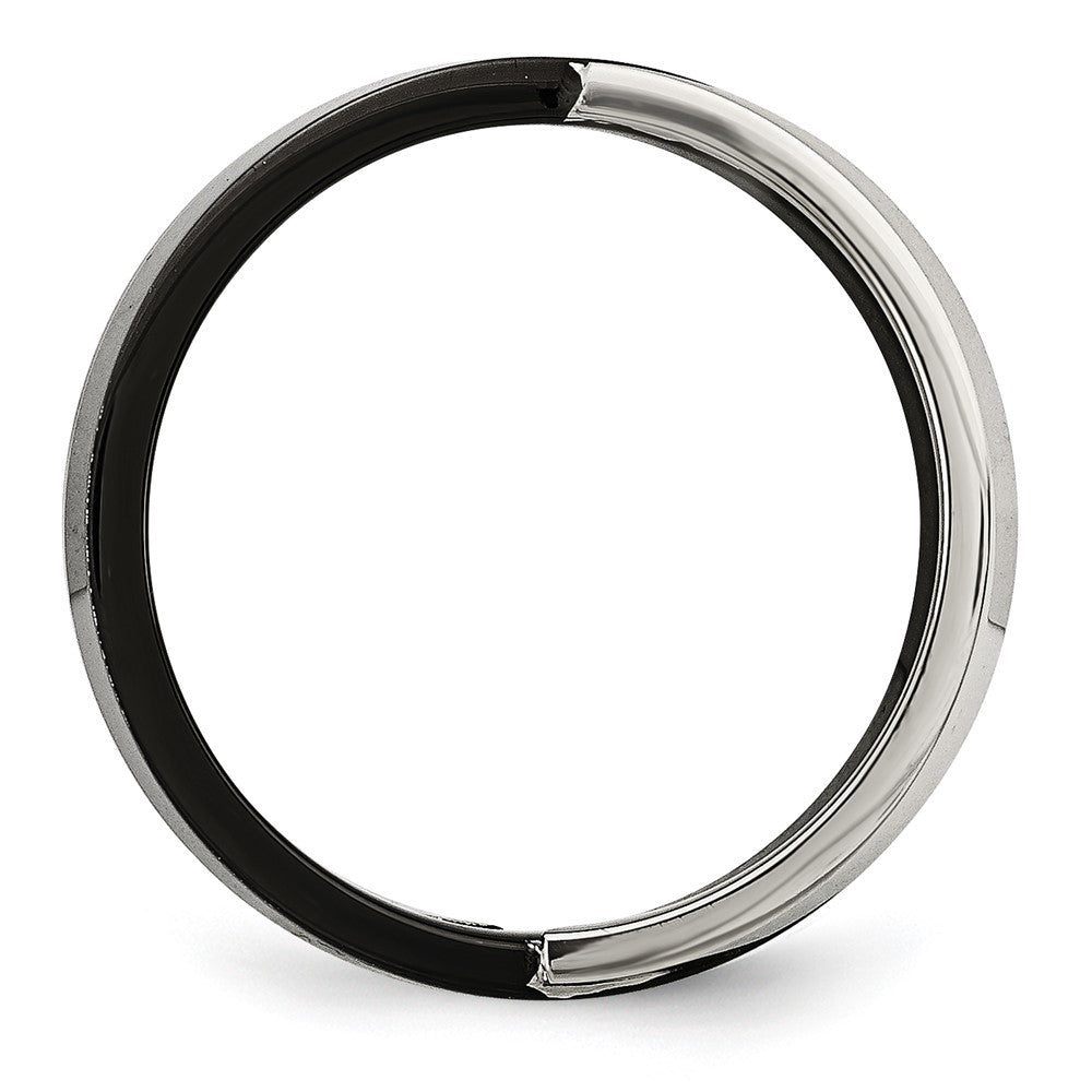 Stainless Steel Black Ip Plated With Cz Ring (Size 6 Only)