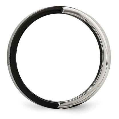 Stainless Steel Black Ip Plated With Cz Ring (Size 6 Only)