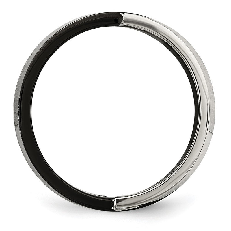 Stainless Steel Black Ip Plated With Cz Ring (Size 6 Only)