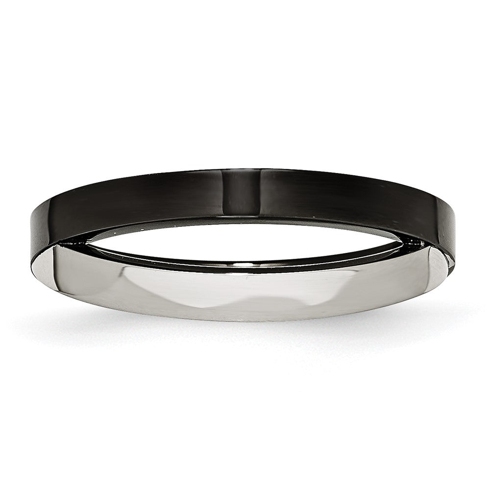 Stainless Steel Black Ip Plated With Cz Ring (Size 6 Only)