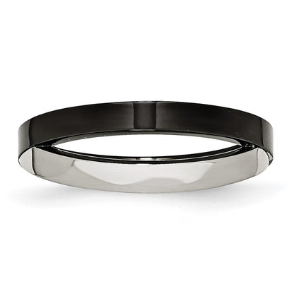 Stainless Steel Black Ip Plated With Cz Ring (Size 6 Only)