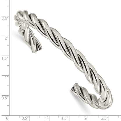 Stainless Steel Chisel Polished Twisted Cuff Bangle