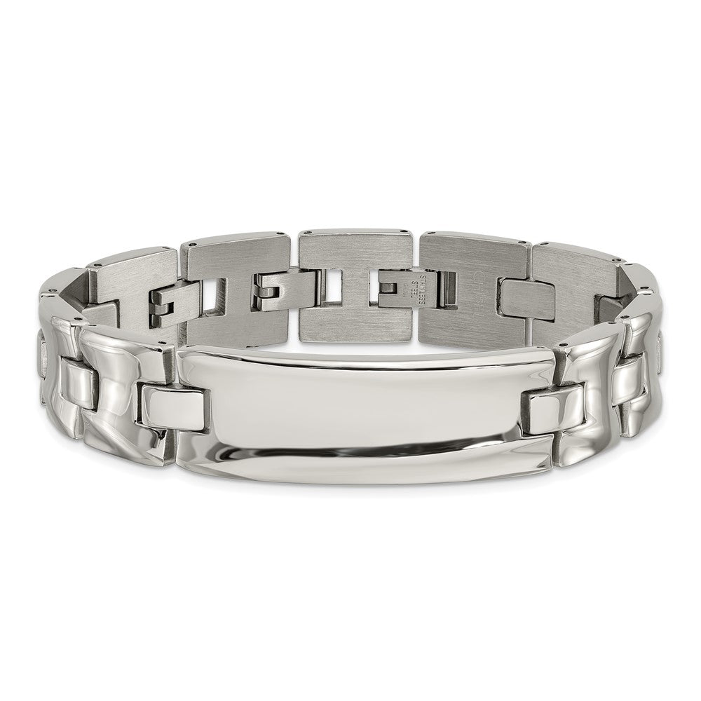 8.75 Inch Stainless Steel Polished Link Id Bracelet