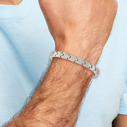 Stainless Steel Chisel Brushed And Polished 8.5 Inch Link Bracelet