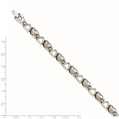 8.25 Inch Stainless Steel Brushed & Polished Hearts 8.25In Bracelet