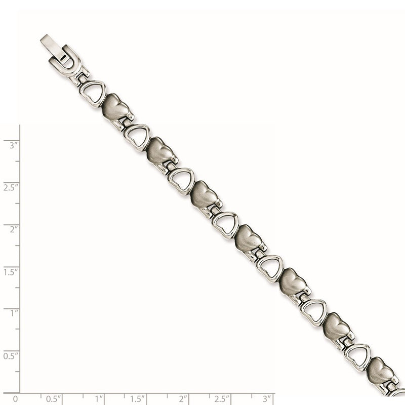 8.25 Inch Stainless Steel Brushed & Polished Hearts 8.25In Bracelet