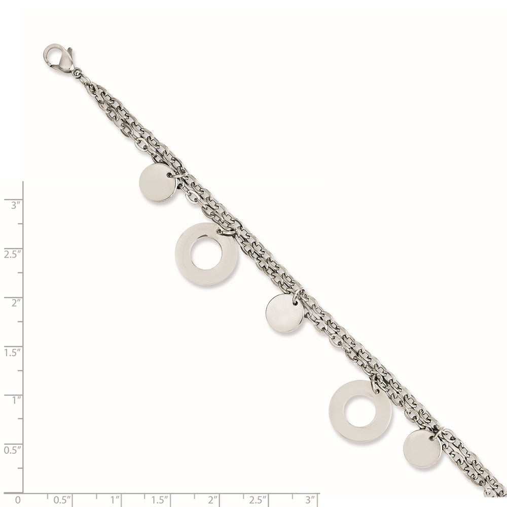 7.75 Inch Stainless Steel Polished Circles & Discs 7.75In Bracelet
