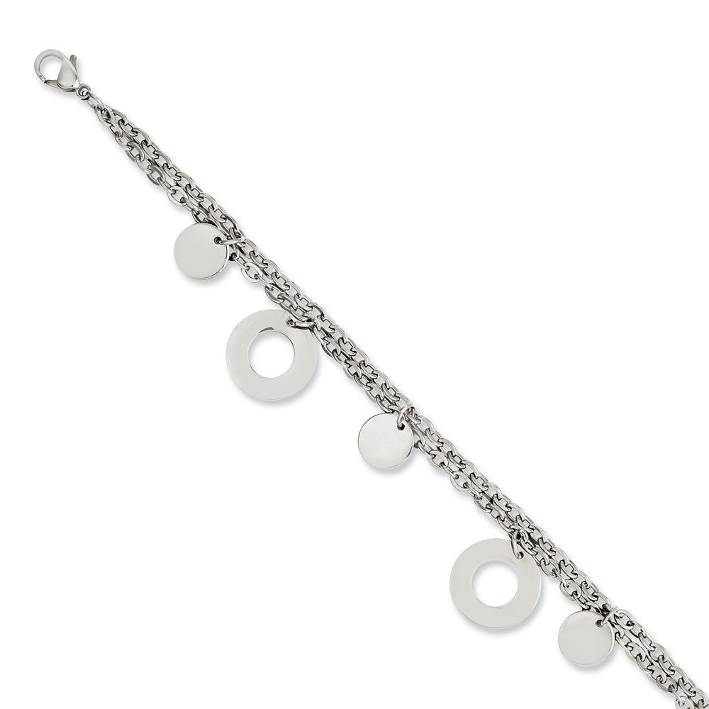 7.75 Inch Stainless Steel Polished Circles & Discs 7.75In Bracelet
