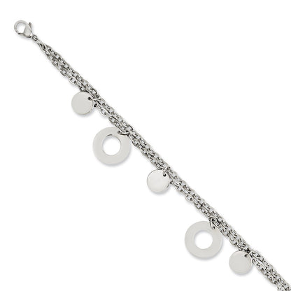 7.75 Inch Stainless Steel Polished Circles & Discs 7.75In Bracelet