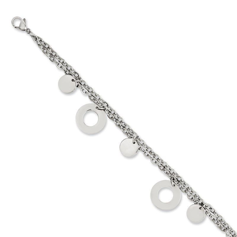 7.75 Inch Stainless Steel Polished Circles & Discs 7.75In Bracelet