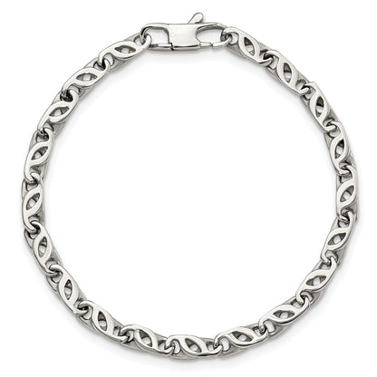 Stainless Steel Chisel Polished 7.5 Inch Fancy Link Bracelet