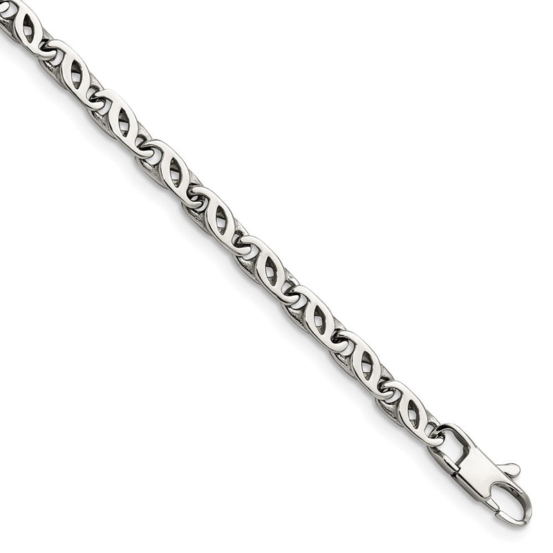 Stainless Steel Chisel Polished Fancy Link Chain Bracelet
