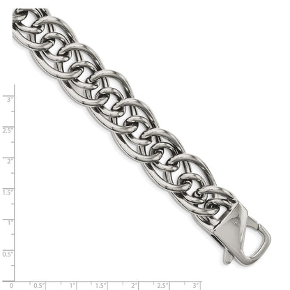 Stainless Steel Chisel Polished Large And Small Oval Link Chain Bracelet