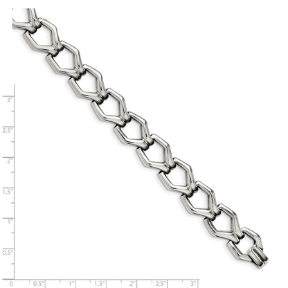 Stainless Steel Chisel Polished 8.5 Inch Fancy Open Link Bracelet