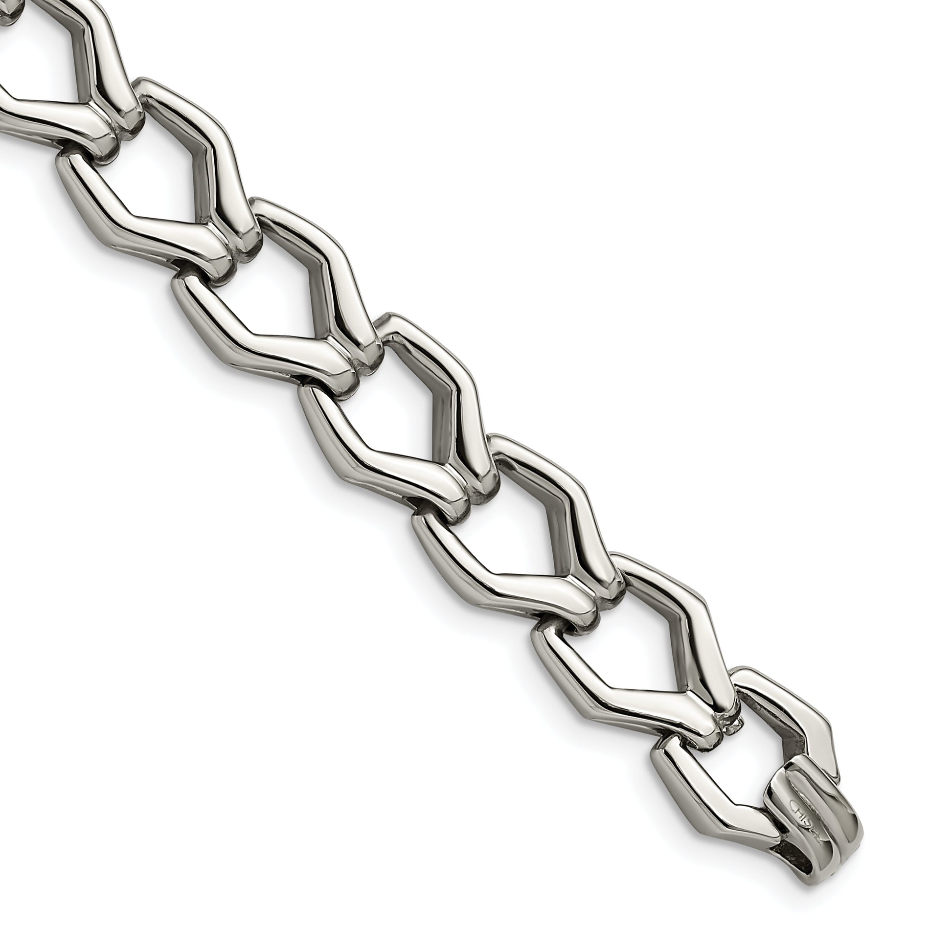 Stainless Steel Chisel Polished 8.5 Inch Fancy Open Link Bracelet