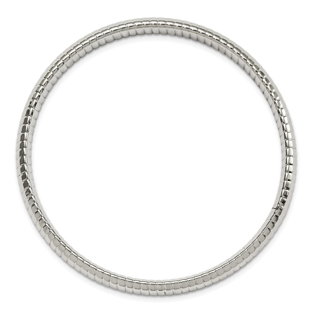 Stainless Steel Chisel Polished And Textured Hollow Bangle
