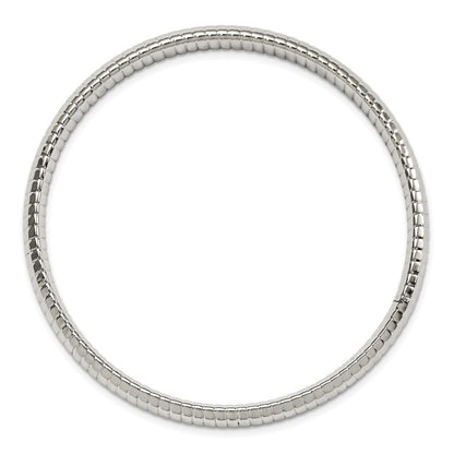 Stainless Steel Chisel Polished And Textured Hollow Bangle