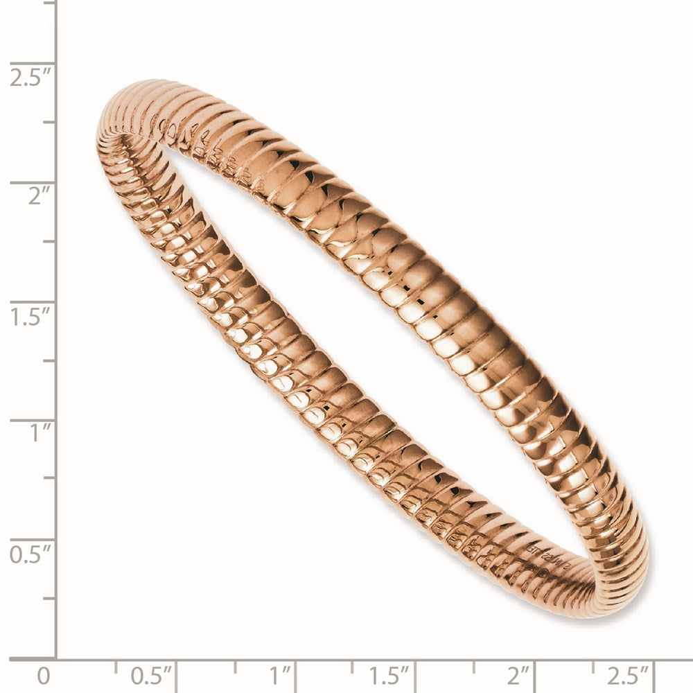 Stainless Steel Pink Ip-Plated Textured Hollow Slip-On Bangle