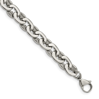 Stainless Steel Chisel Polished 8.25 Inch Oval Link Bracelet