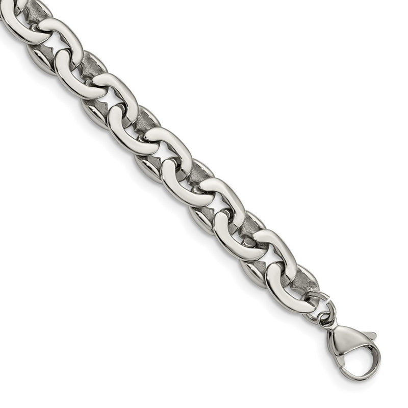 Stainless Steel Chisel Polished 8.25 Inch Oval Link Bracelet