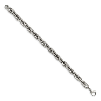 Chisel Stainless Steel Polished 8 Oval Links Chain Bracelet