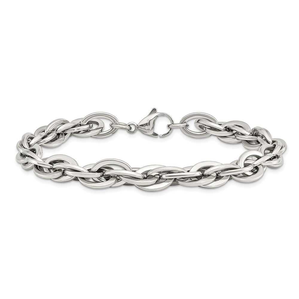 Chisel Stainless Steel Polished 8 Oval Links Chain Bracelet