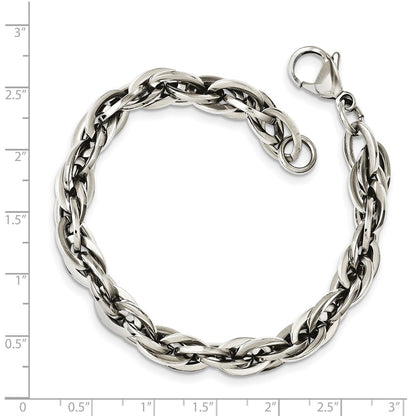 Chisel Stainless Steel Polished 8 Oval Links Chain Bracelet