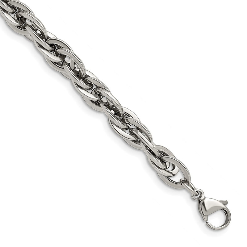 Chisel Stainless Steel Polished 8 Oval Links Chain Bracelet