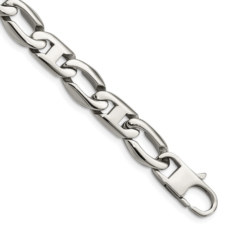 Stainless Steel Chisel Polished Open Link Chain Bracelet