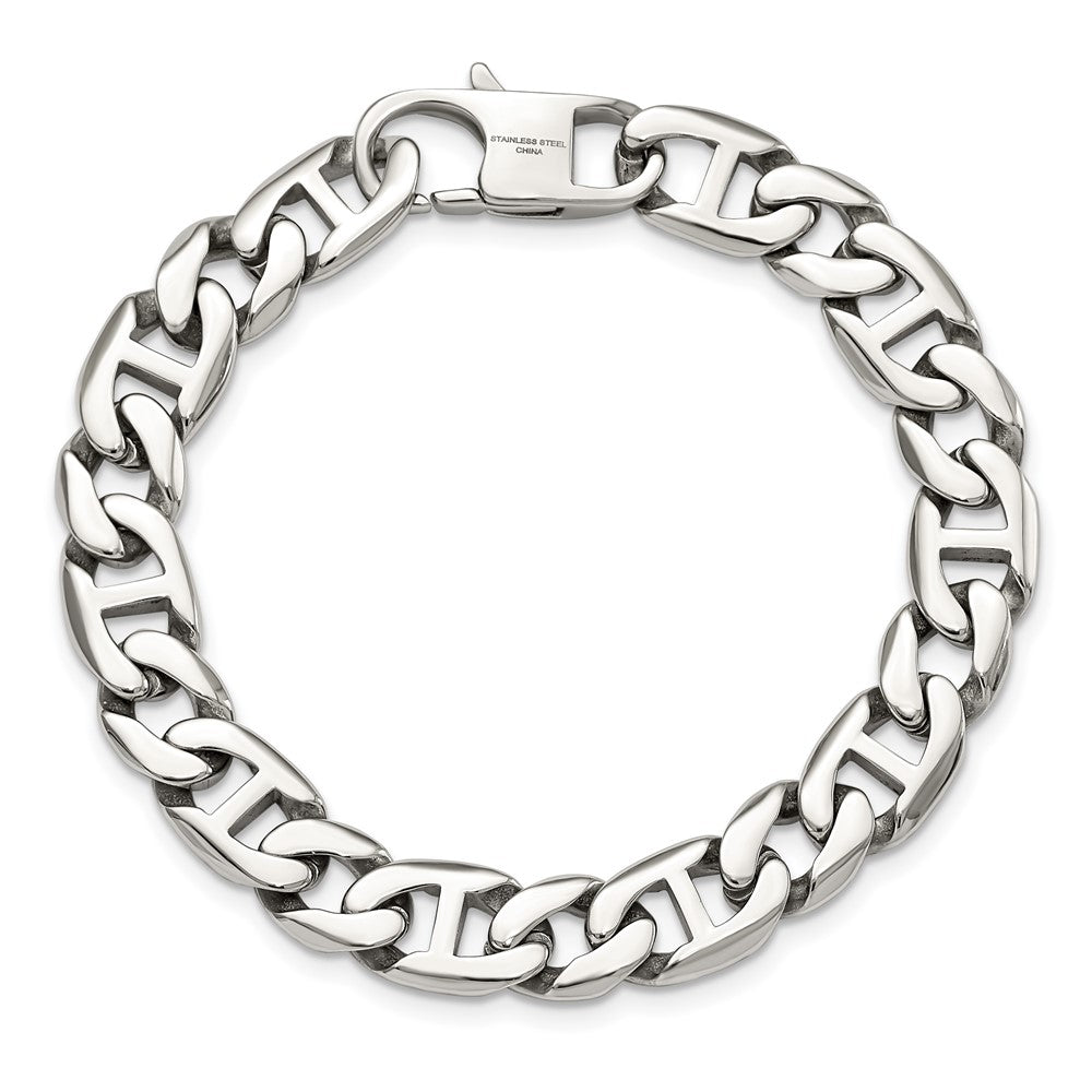 Stainless Steel Chisel Polished Link Chain Bracelet