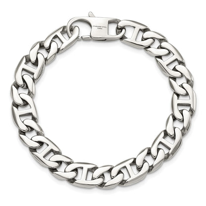 Stainless Steel Chisel Polished Link Chain Bracelet